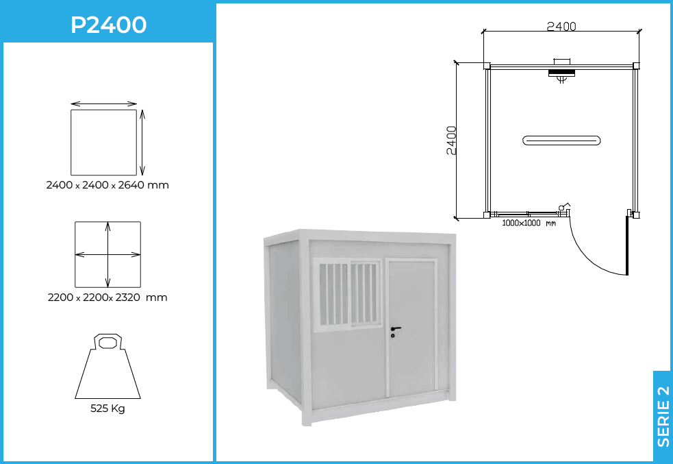 Módulo P2400 Serie 2 — compacto 2,4 × 2,4 m