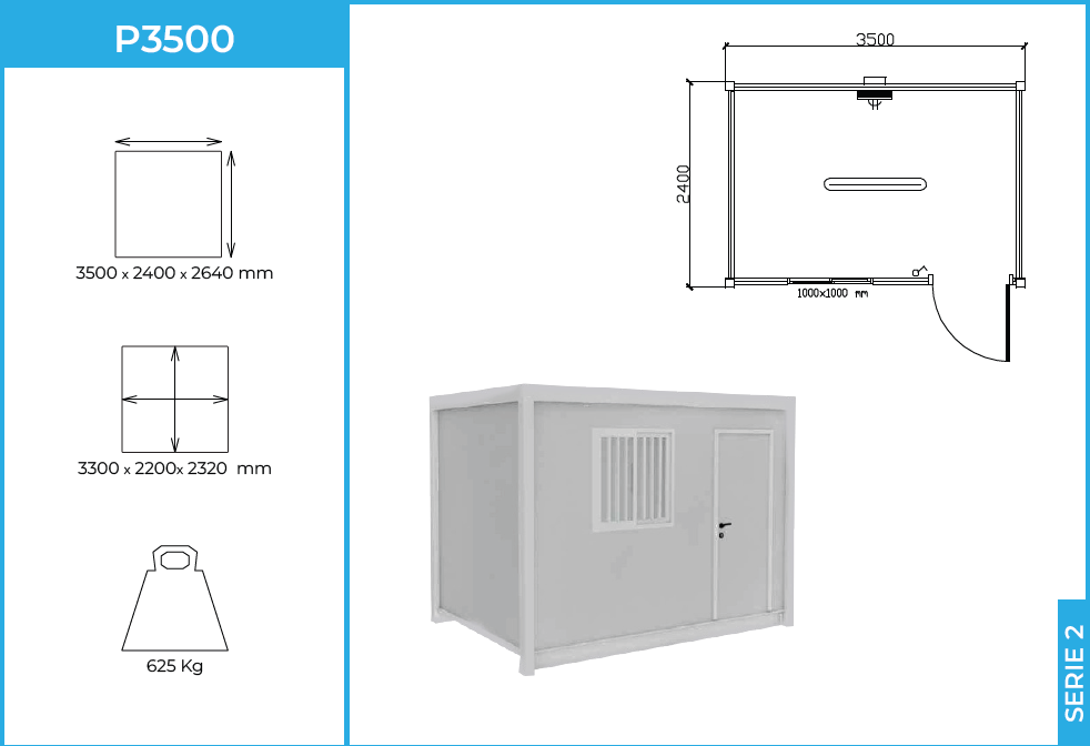 Módulo P3500 Serie 2 — compacto 3,5 × 2,4 m