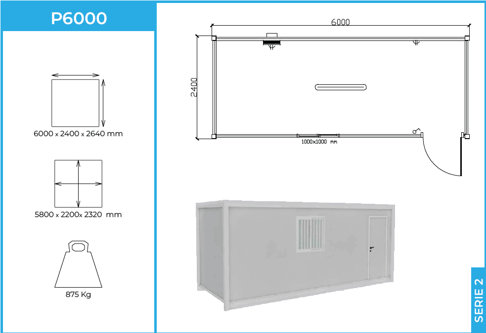 Módulo P6000 Serie 2 — diáfano 6 m