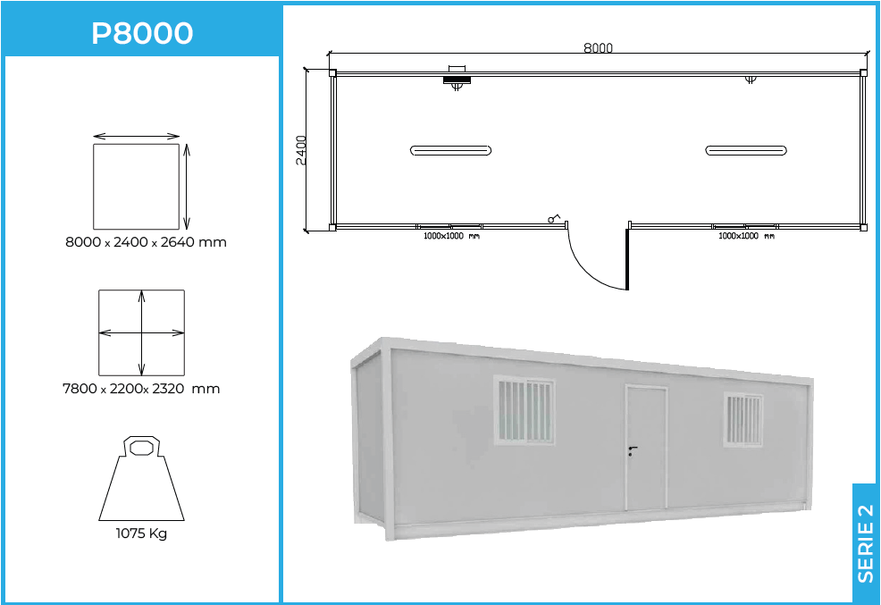 Módulo P8000 Serie 2 — diáfano 8 m